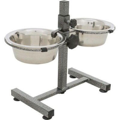 TRIXIE  Stovas su dubenėliais, reg. aukštis, nerūd. plienas-metalas, 2x2.8 l, ø 24 cm