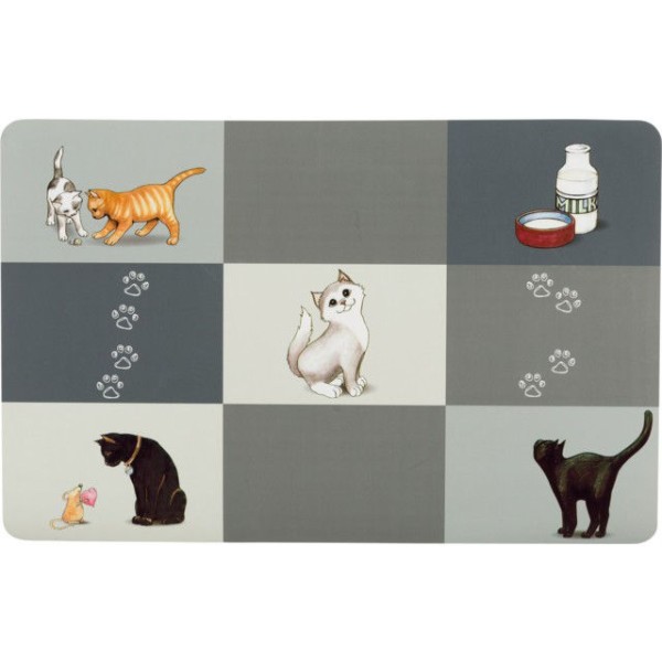 TRIXIE  Patchwork Cat Kilimėlis dubenėliams, 44x28 cm, pilka