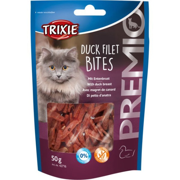 TRIXIE  PREMIO Duck Filet Bites, skanėstas katėms antienos file kąsneliai 50 g
