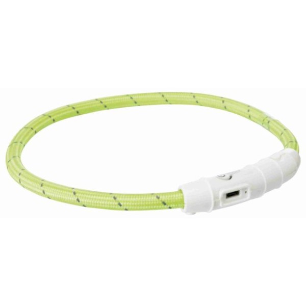 1.1_12701 TRIXIE LED antkaklis USB, TPU/nailonas, M-L 45cm/7 mm, žalias (pak.2)