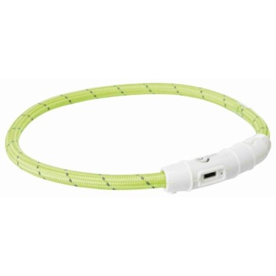 1.1_12702 TRIXIE LED antkaklis USB, TPU/nailonas, L-XL 65cm/7 mm, žalias (pak.2)