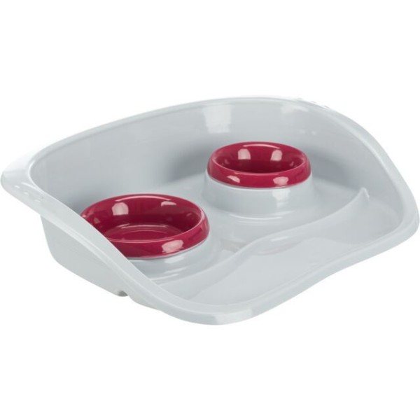 TRIXIE Dubenėlių kompl. su padėklu, plastikas, 0.25 l/9cm, 0.3 l/11cm 46x11x30cm pilka/įv.