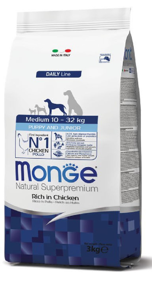 Monge medium puppy sausas pašaras (vištiena) 12kg