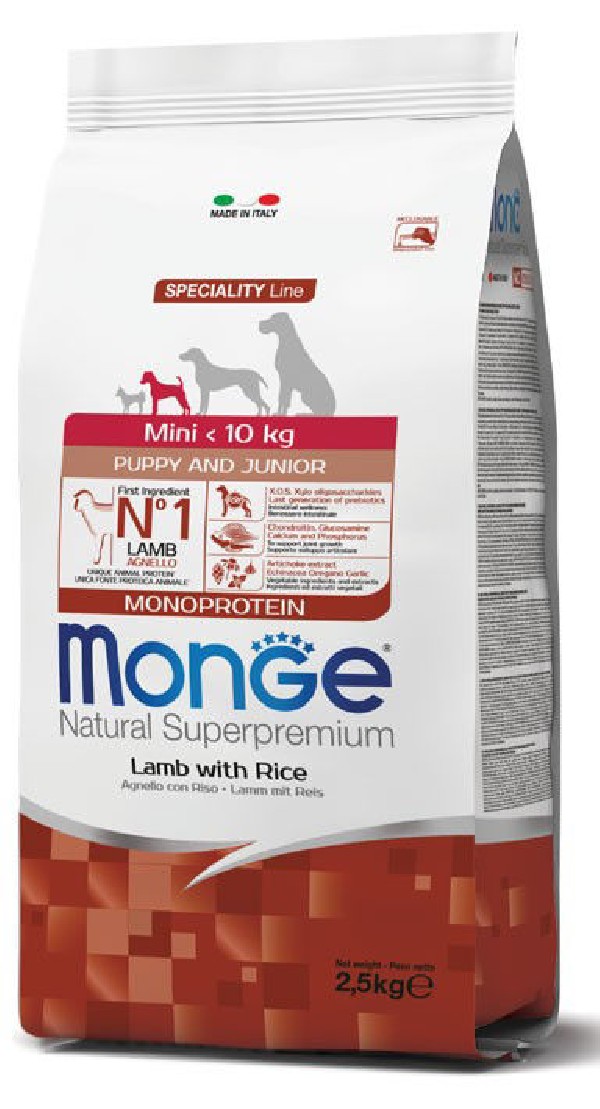 Monge mini puppy sausas pašaras (ėriena ir ryžiai) 2,5kg