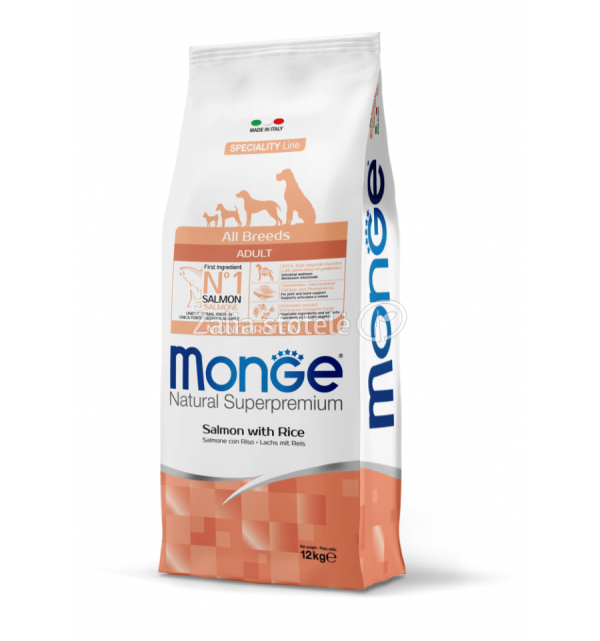 Monge adult sausas pašaras (lašiša ir ryžiai) 12kg