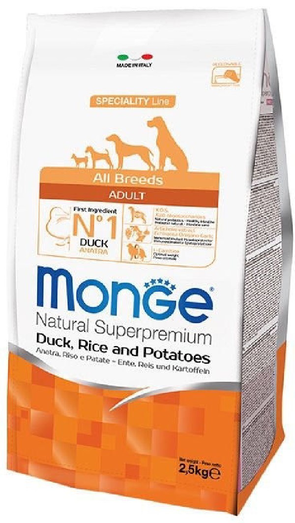 Monge adult sausas pašaras (antiena, ryžiai, bulvės) 12kg