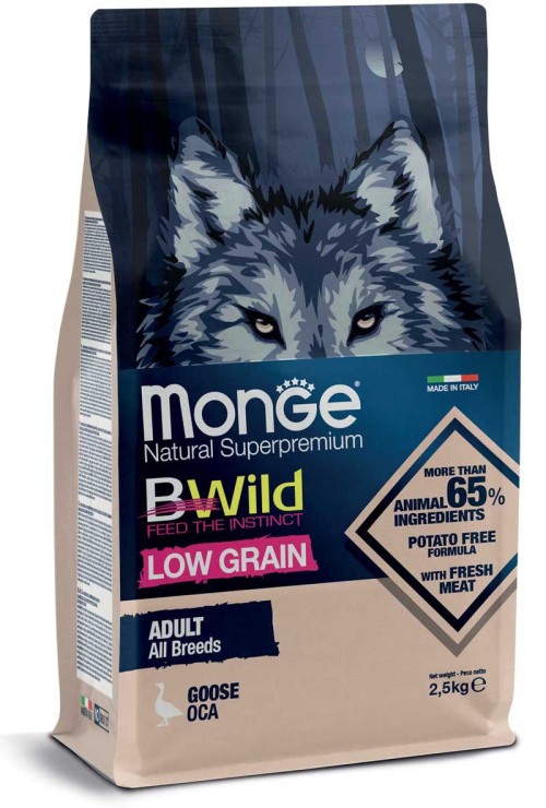 Monge BWild adult sausas pašaras (žąsiena) 2,5kg