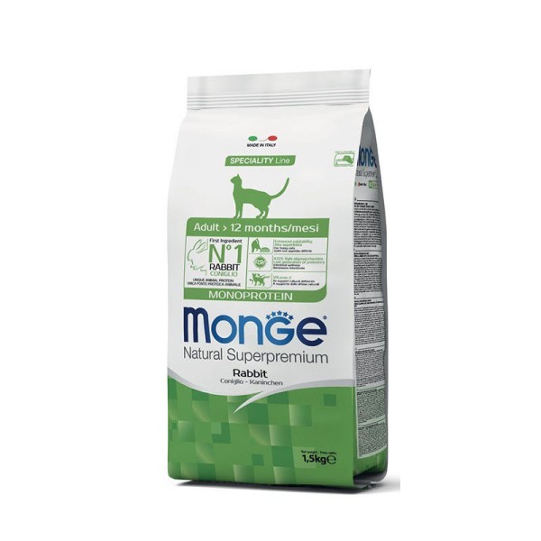 Monge Monoprotein Rabbit super premium pašaras  katėms su triušiena 1,5kg