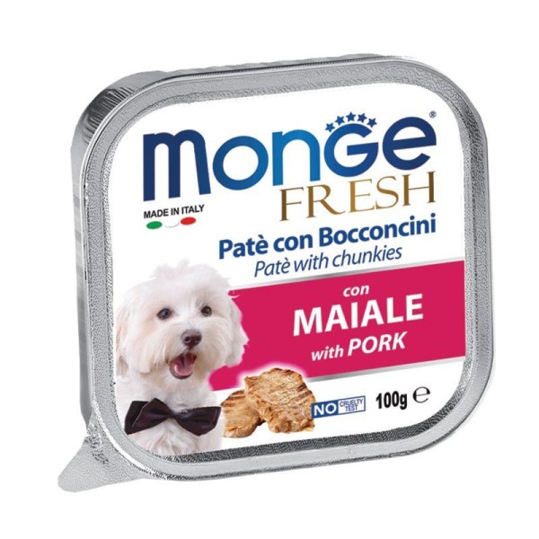 Monge Fresh paštetas šunims su kiaulienos gabalėliais 100g