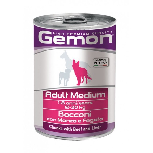 Gemon medium adult konservuotas pašaras su jautienos ir kepenėlių gabaliukais 415g