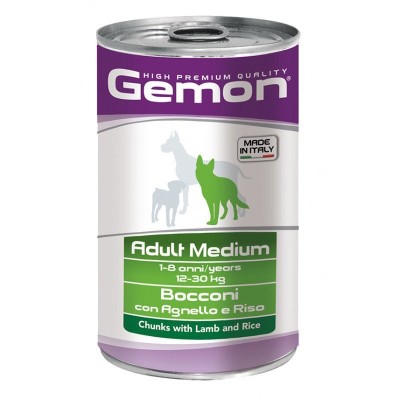Gemon medium adult  konservuotas pašaras su  ėriena ir ryžiais 1250g
