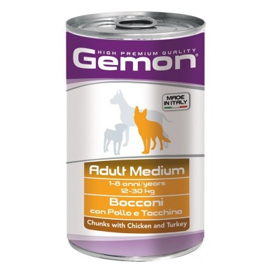 Gemon medium adult  konservuotas pašaras su vištienos ir kalakutienos gabaliukais 1250g