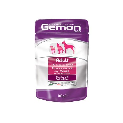 Gemon all breeds adult  konservuotas pašaras suaugusiems šunims su jautienos ir kumpio gabalėliais 100g