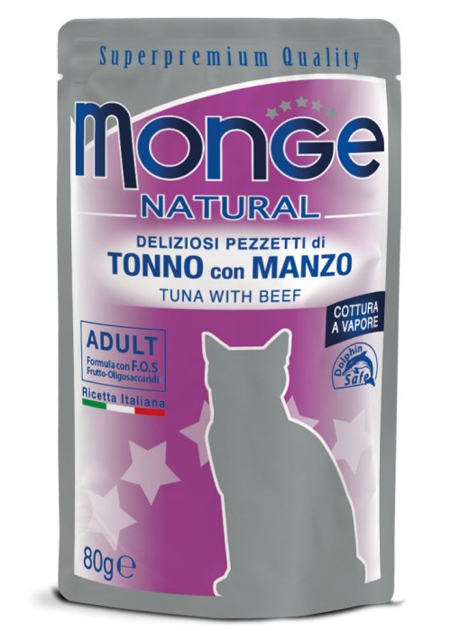 Monge Natural kons. pašaras suaugusioms katėms, tunas ir jautiena 80g