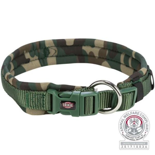 TRIXIE Premium antkaklis, platus su neoprenu L 49-55cm/25mm, kamufl./miško