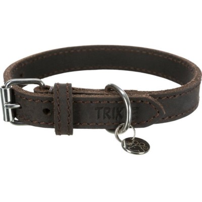 TRIXIE Rustic rieb. odos antkaklis, L-XL 57-66cm/30mm, tams. rudas