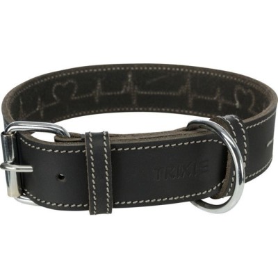 TRIXIE Rustic rieb. odos antkaklis Heartbeat, M 38-47cm/40mm, juodas