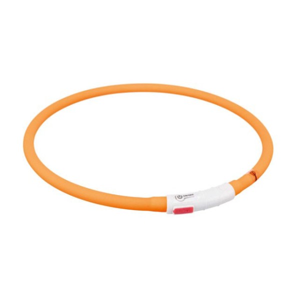 TRIXIE LED antkaklis USB, silikonas, XS-XL 70cm/10mm, oranžinis