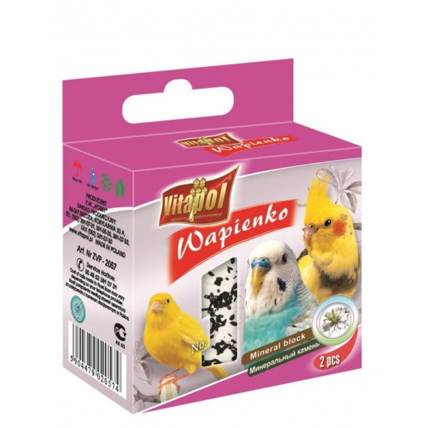 Vitapol mineralinis akmuo paukščiams, su juodgrūde (2 vnt) 35g