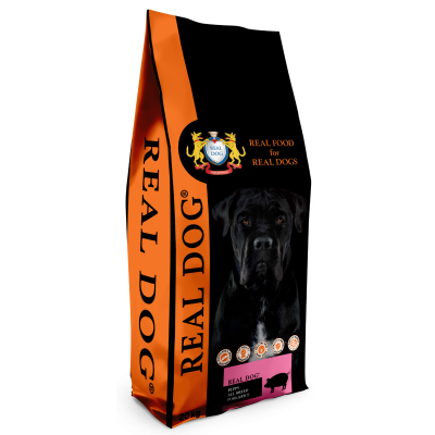 Real Dog Puppy-Junior All Breeds su kiauliena ir ryžiais 20kg