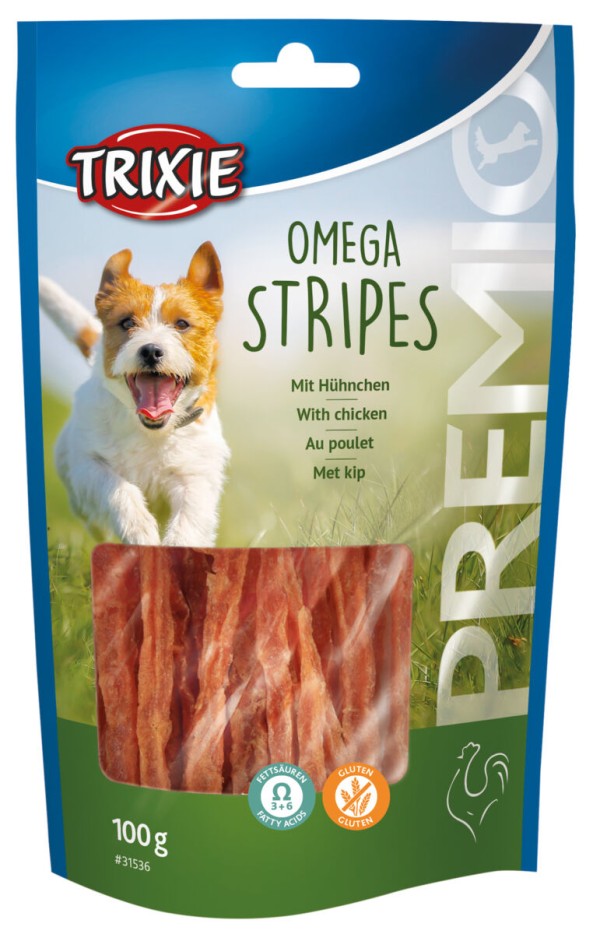 TRIXIE PREMIO Omega juostelės, vištiena, 100 g (pak.6)