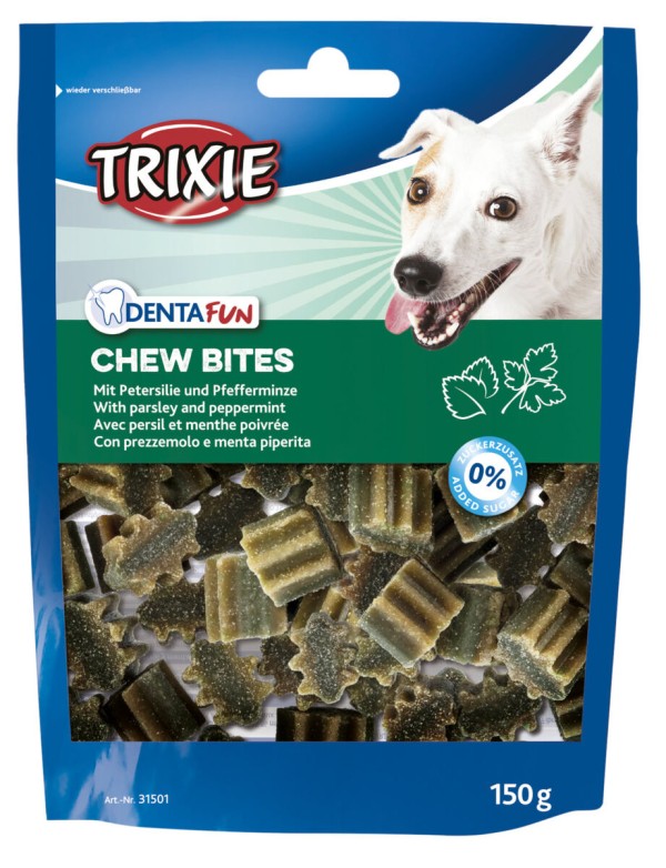 TRIXIE  kramtomieji skamėstai  šunims Denta Fun Chew Bites, petražolės/pipirmėtės, 150 g