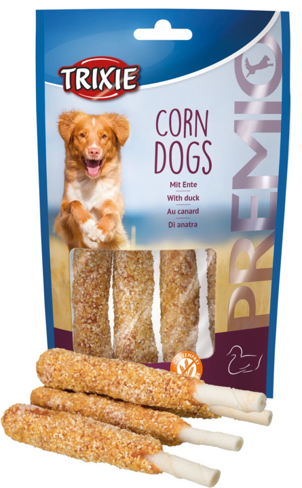 TRIXIE PREMIO  skanėstai šunims Corn Dogs,  antiena, 4 vnt./100 g