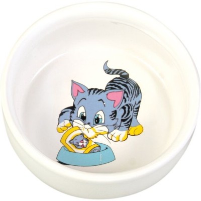 TRIXIE Dubenėlis su nupieštu katinu, keramika, 0.3 l/ 11 cm, baltas