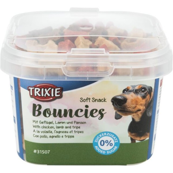 TRIXIE Skanėstai šunims Soft Snack Bouncies su vištiena, ėriena,žarnokais 140 g