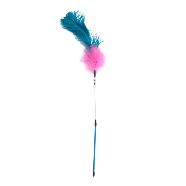 GIMCAT žaislas katėms lanksti lazdelė su plunksnomis ir varpeliais, 48cm
