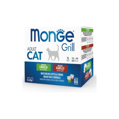 Monge Grill konservuotas pašaras sterilizuotoms katėms mix su aviena/triušiena 85g x12
