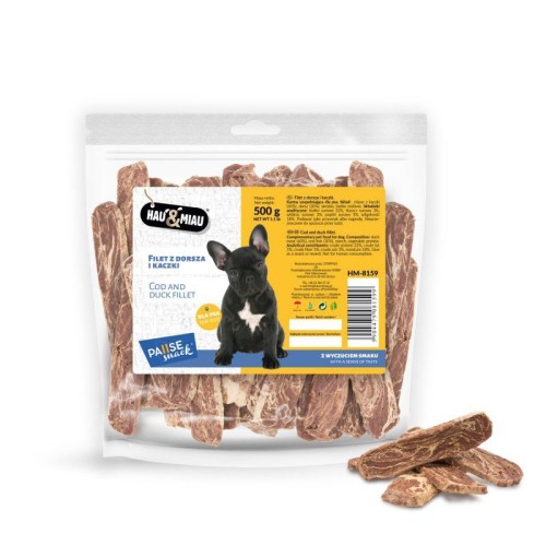 Hau&Miau minkštos menkės ir antienos juostelės 500g