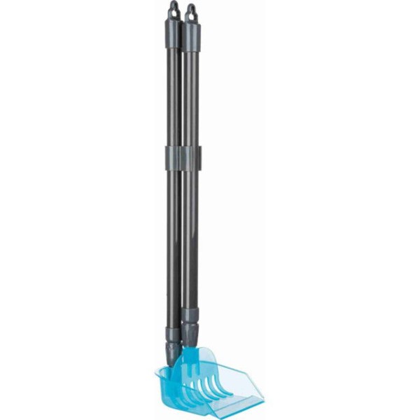 TRIXIE  Išmatų semtuvas su grėbliu, 57-102 cm, pilka-mėlyna